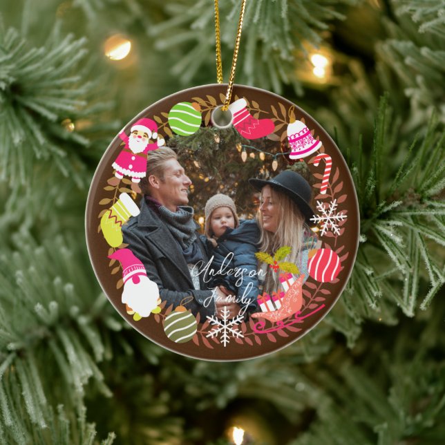 Ornamento De Cerâmica Joy Christmas Photo Brown (Árvore)