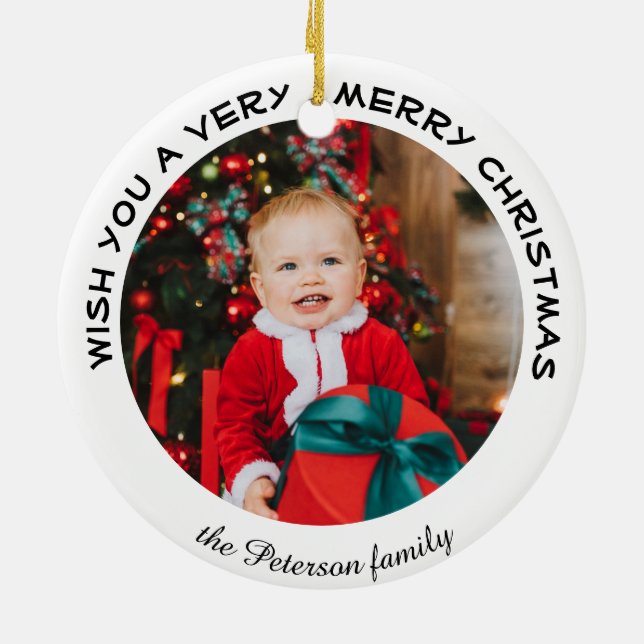 Ornamento De Cerâmica JOY | Desejo-lhe um Natal muito feliz (Traseira)