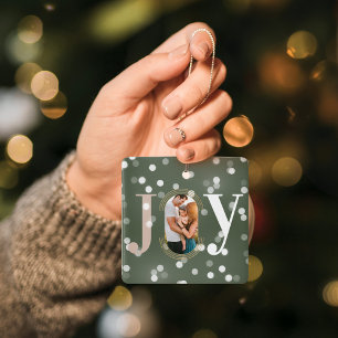 Ornamento De Cerâmica Joy Love Modern Type Geométrico Family Photo Gree