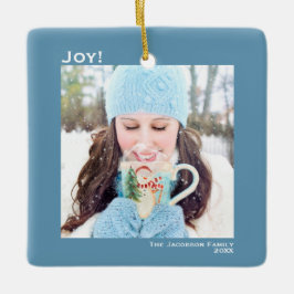 Ornamento De Cerâmica Joy Minimalista Simples Feriado de Natal Azul