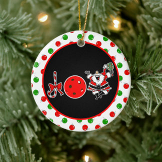 Ornamento De Cerâmica Joy Papais noeis de Natal Pickleball Paddle Red Ba