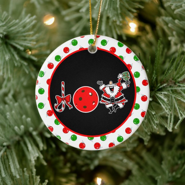 Ornamento De Cerâmica Joy Papais noeis de Natal Pickleball Paddle Red Ba (Árvore)