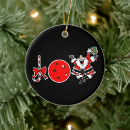 Ornamento De Cerâmica Joy Papais noeis de Natal Pickleball Paddle Red Ba