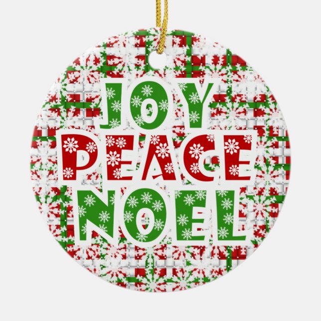 Ornamento De Cerâmica Joy Peace Noel Holiday Ornament (Frente)