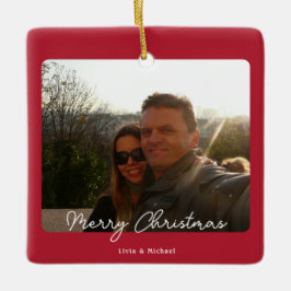 Ornamento De Cerâmica Joy Red Photo Feliz Natal