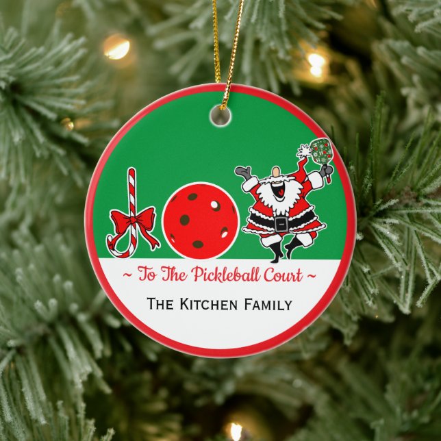 Ornamento De Cerâmica Joy to the Pickleball Court Santa Personalized (Árvore)