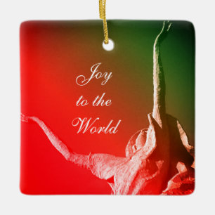 Ornamento De Cerâmica "Joy to the World"/"O Senhor Veio", Red Angel