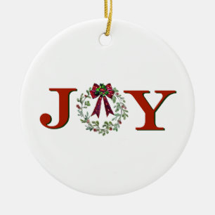 Ornamento De Cerâmica Joy with Wreath