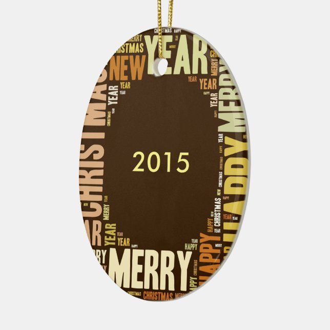 Ornamento De Cerâmica JOY Wordcloud Natal (Esquerda)