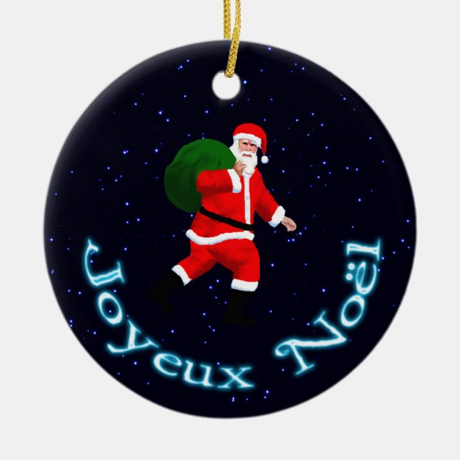 Ornamento De Cerâmica Joyeux Noё l - Papai Noel (Frente)