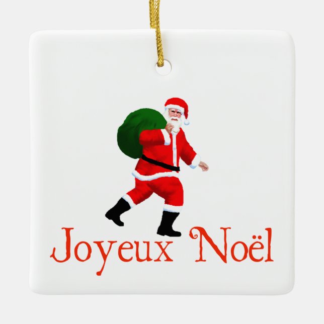 Ornamento De Cerâmica Joyeux Noё l - Papai Noel (Frente)