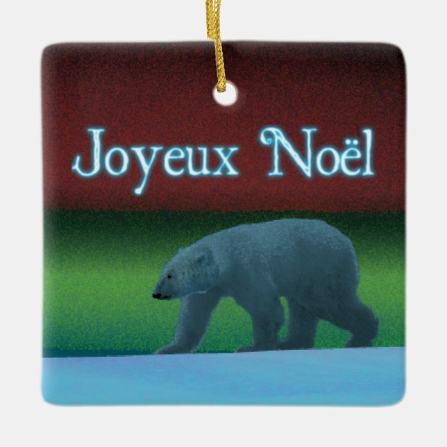 Ornamento De Cerâmica Joyeux Noё l - Urso Polar das Luzes (Frente)