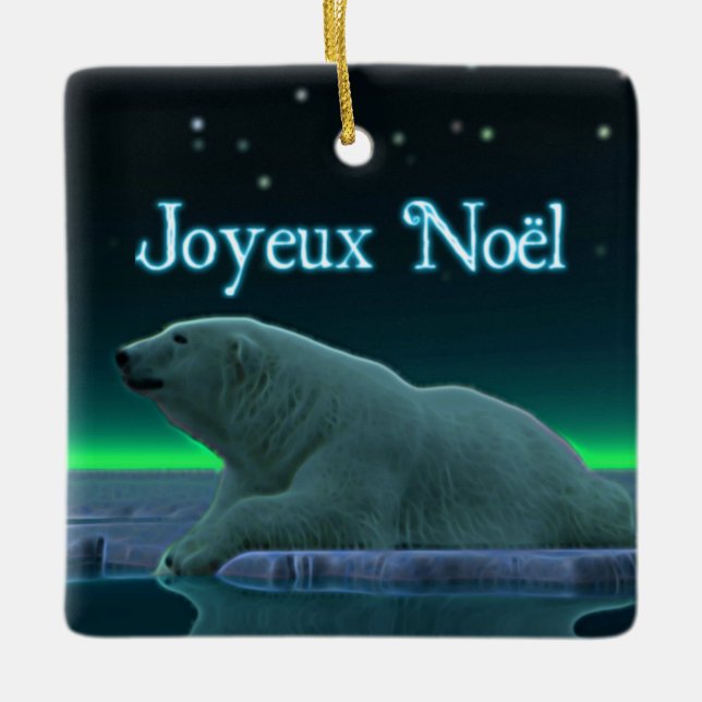 Ornamento De Cerâmica Joyeux Noё l - Urso Polar De Borda De Gelo (Frente)