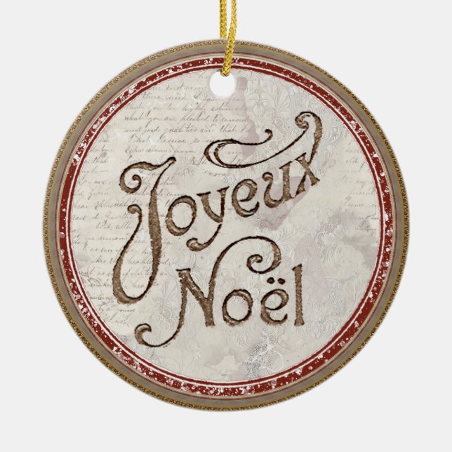 Ornamento De Cerâmica Joyeux Noel French Chic Shabby (Frente)
