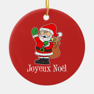 Ornamento De Cerâmica Joyeux Noel Papais noeis No Encomenda Vermelho