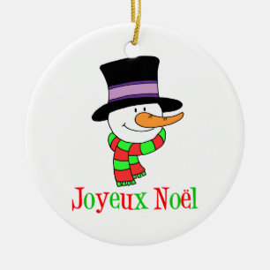 Ornamento De Cerâmica Joyeux Noel Snowman Ornament