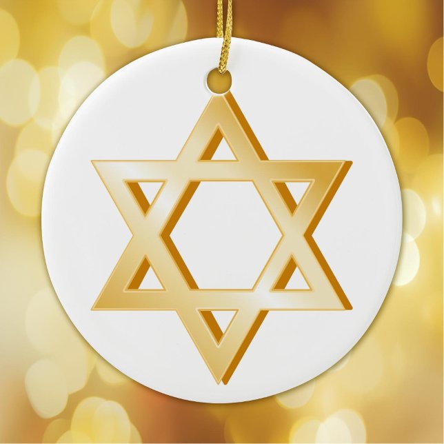 Ornamento De Cerâmica Judaism Symbol (Gold Star of David, symbol of the Jewish faith.)