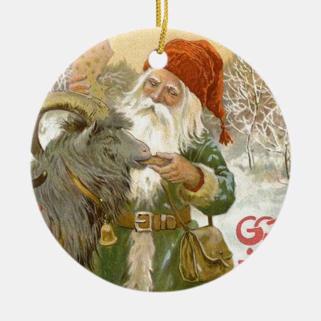 Ornamento De Cerâmica Jultomten alimenta Yule Goat a Cookie (Frente)