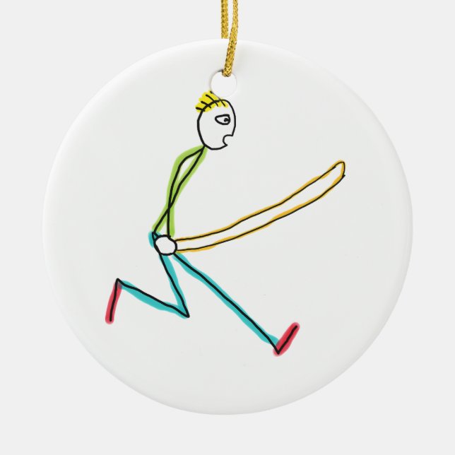 Ornamento De Cerâmica Jump Rope Skipping Stickman (Frente)