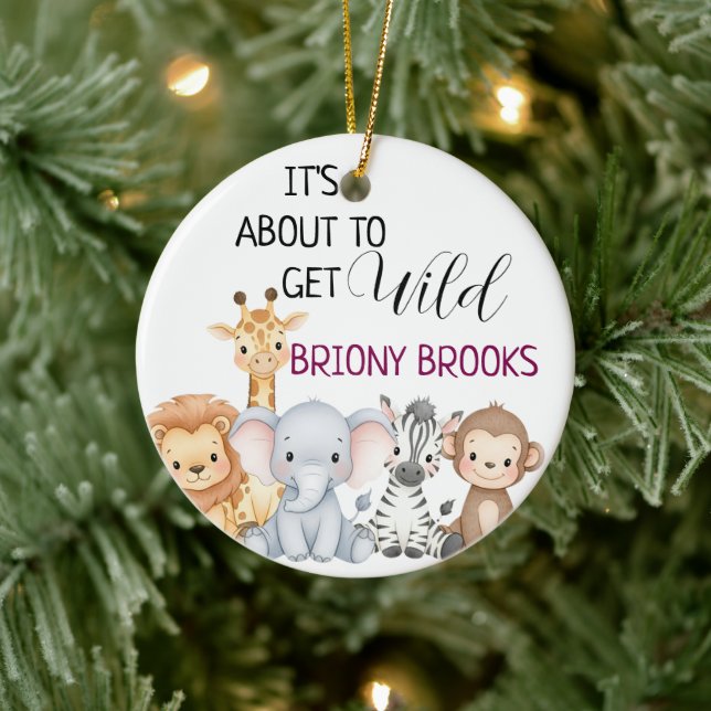 Ornamento De Cerâmica Jungle Safari "It's About To Get Wild" Baby Shower (Árvore)