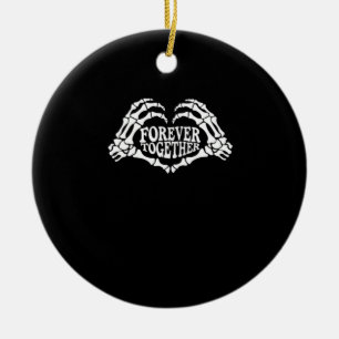 Ornamento De Cerâmica Juntos, Um Coração Feito De Esqueleto Mãos Clássic