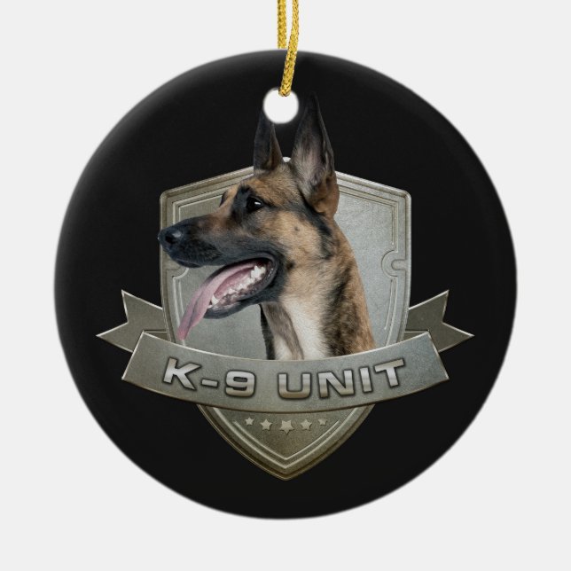 Ornamento De Cerâmica K9 unidade - Malinois - pastor belga (Frente)