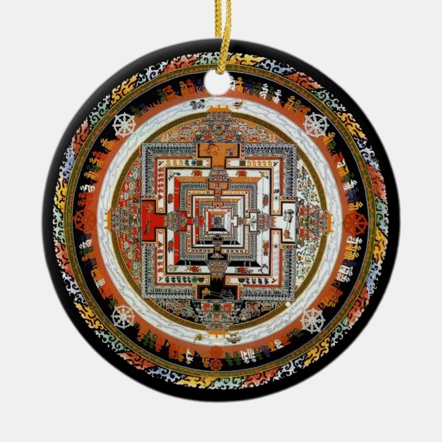 Ornamento De Cerâmica Kalachakra Mandala (Frente)