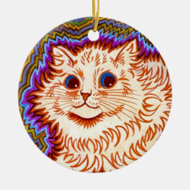 Ornamento De Cerâmica Kaleidoscope Cat (Frente)