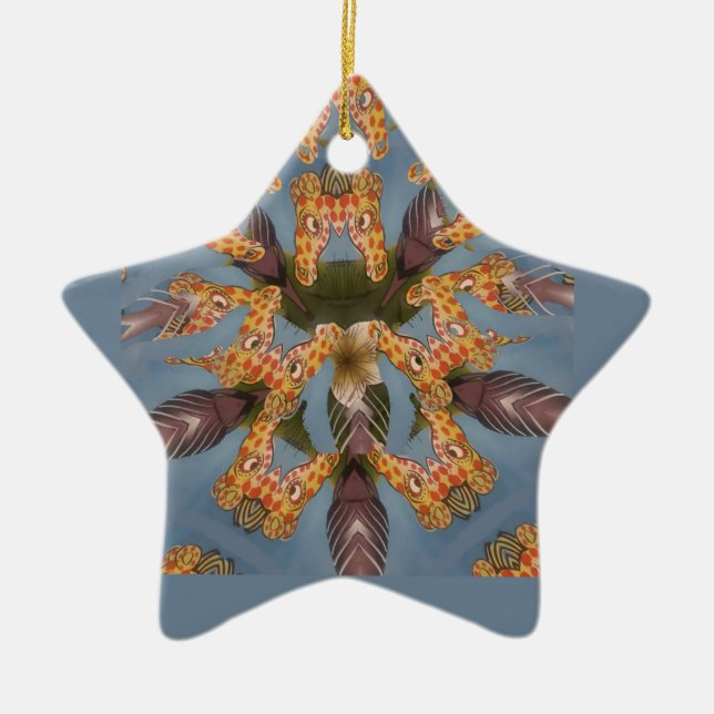 Ornamento De Cerâmica Kaleidoscope Girafa Mandala: Arte Safari Abstrato (Frente)
