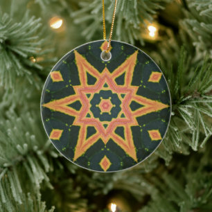 Ornamento De Cerâmica Kaleidoscópio Croton Leaf - "Star"