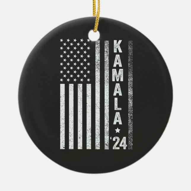 Ornamento De Cerâmica Kamala American Flag Presidente Election USA (Frente)