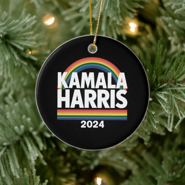 Ornamento De Cerâmica Kamala Harris 2024 Rainbow Orgulho gay LGBT Eleiçã (Árvore)
