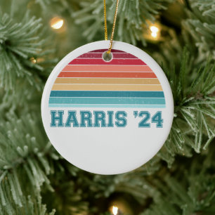 Ornamento De Cerâmica Kamala Harris 2024 Retro Sunset Vintage