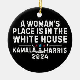 Ornamento De Cerâmica Kamala Harris 2024 - Um lugar para mulher é no Whi