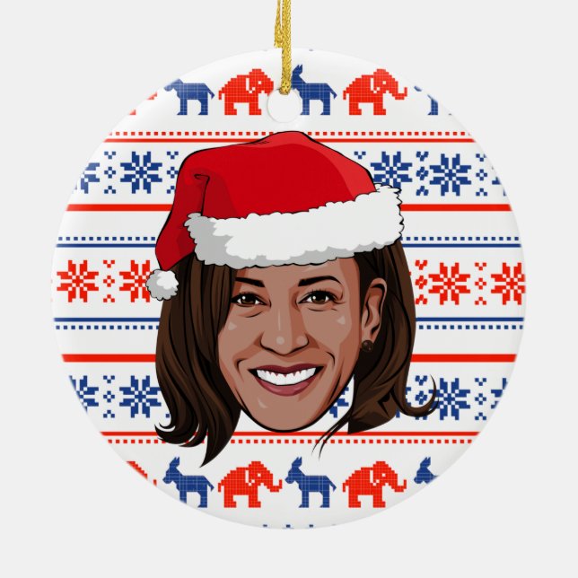 Ornamento De Cerâmica Kamala Harris Christmas (Traseira)