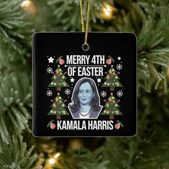 Ornamento De Cerâmica Kamala Harris Papais noeis De Natal Feliz 4° Pásco (Árvore)