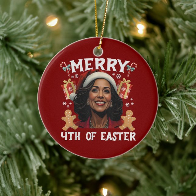 Ornamento De Cerâmica Kamala Harris Papais noeis de Natal Feliz 4° Pásco (Árvore)