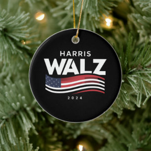 Ornamento De Cerâmica Kamala Harris Tim Walz Valsa Eleição 2024