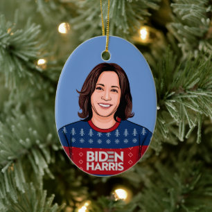 Ornamento De Cerâmica Kamala Ugly Sweater Biden Harris