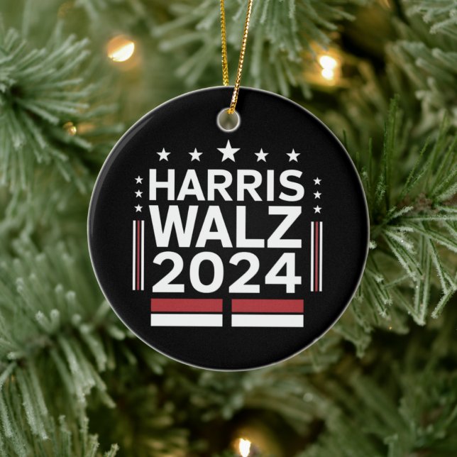 Ornamento De Cerâmica KamalaHarris TimWaltz 2024 (Árvore)