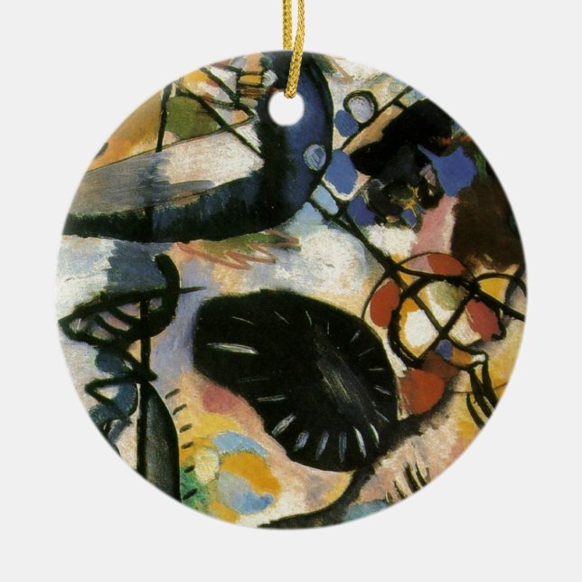 Ornamento De Cerâmica Kandinsky Black Spot Abstrato (Frente)
