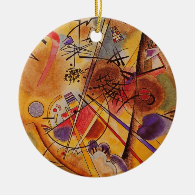 Ornamento De Cerâmica Kandinsky Brown Yellow Red Blue (Frente)