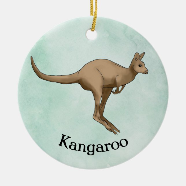 Ornamento De Cerâmica Kangaroo Design Ornament (Frente)