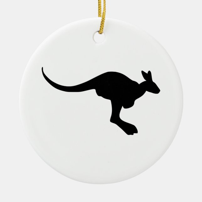 Ornamento De Cerâmica Kangaroo Silhouette (Frente)