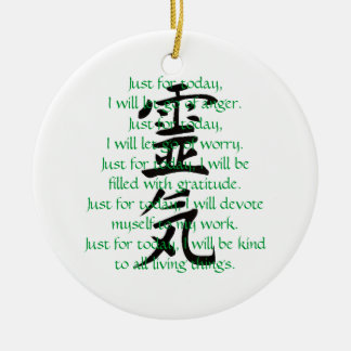 Ornamento De Cerâmica Kanji e preceitos de Reiki com Usui