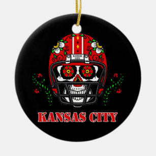 Ornamento De Cerâmica Kansas City Football Helmet Sugar Skul