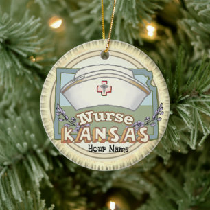 Ornamento De Cerâmica Kansas Nurse