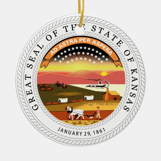 Ornamento De Cerâmica Kansas State Seal (Frente)