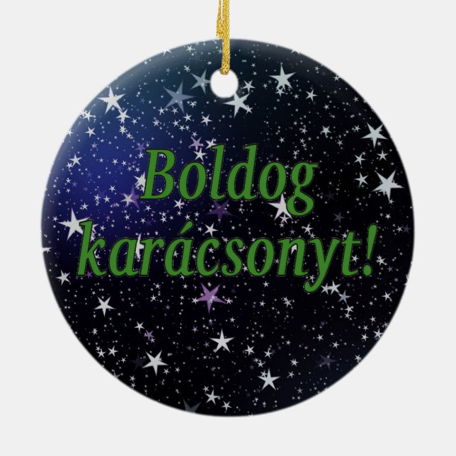 Ornamento De Cerâmica Karácsonyt de Boldog! Feliz Natal no gf húngaro (Traseira)