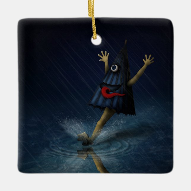 Ornamento De Cerâmica Kasa Obake Japonês Umbrella Ghost Day Rainy (Frente)